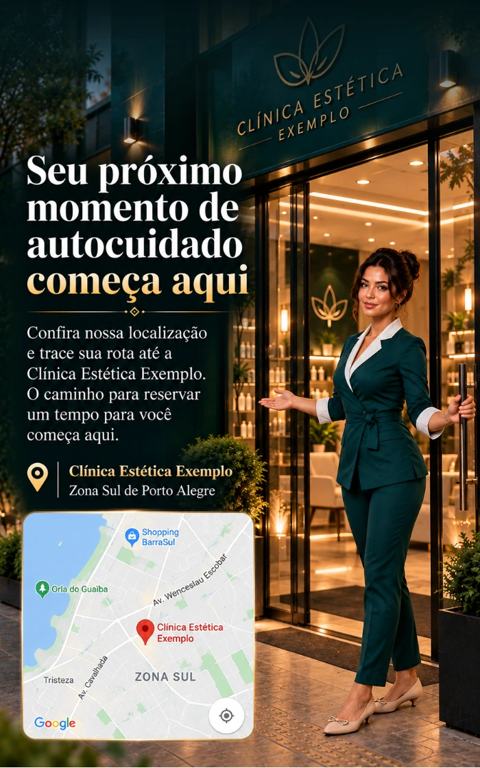 Seção demonstrativa de localização da clínica fictícia.